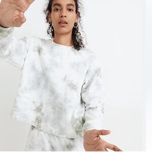 MADEWELL Green/White Tie Dye Resourced‎ Cotton Swing Sweatshirt Women's Size S